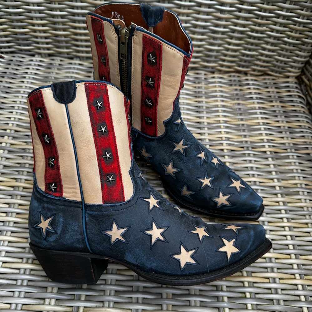 Corral Navy, Red & Cream Star Western Heeled Boots - Picture 5 of 15